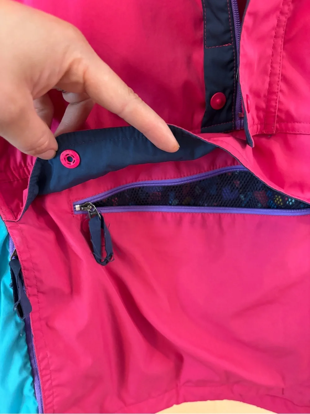 Vintage Nike ACG Mens Pink & Teal Hooded Anorak Jacket